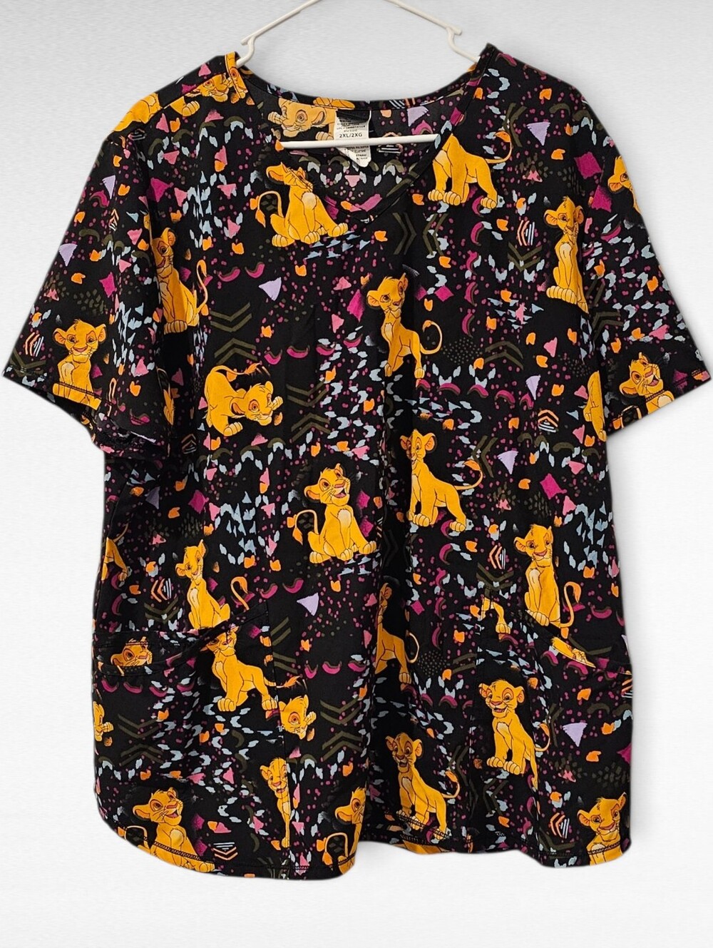 Disney Lion King Simba Print Scrub Top Size 2XL